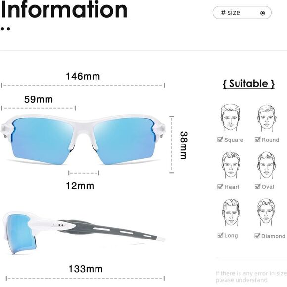 Kimorn Sunglasses Men and Womens Polarized Clear Sports Sun Glasses NWT - Picture 10 of 11